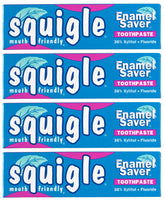 Front view of Squigle Enamel Saver Toothpaste 4-pack