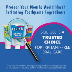 Close-up showing 36% Xylitol by weight in Squigle toothpaste