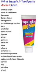Squigle Jr toothpaste packaging and tube