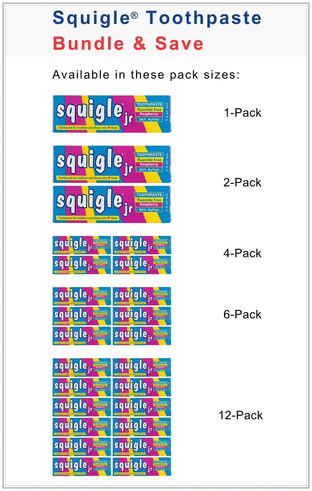 Close-up of Squigle Jr travel toothpaste tube for babies