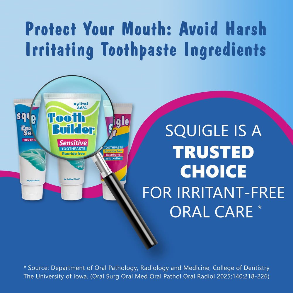 Toothpaste being applied with toothbrush showing non-abrasive enamel-safe formula