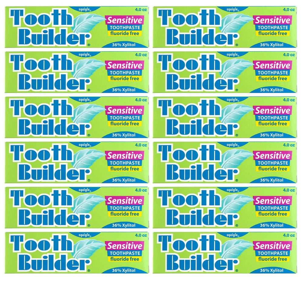 Squigle Tooth Builder SLS-Free toothpaste bottle, unflavored, 4 oz, pack of 12