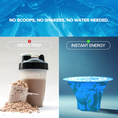 Squish blue raspberry close-up highlights flavor and quick energy delivery.