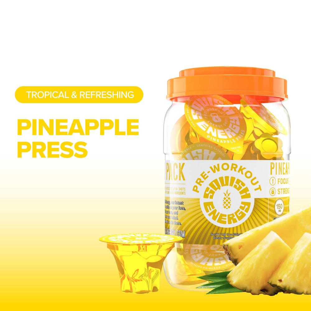 Squish Energy pineapple close-up shows vibrant jelly texture for fast-acting energy