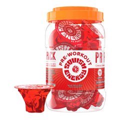 Squish Energy Pre-Workout gummies Fruit Punch pack shot for on-the-go energy.
