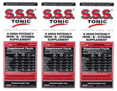 Front view of SSS Tonic Pack of 3 10oz bottles