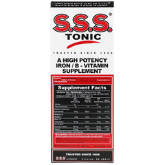 S.S.S. Tonic bottle with iron and B vitamin label, 10 oz