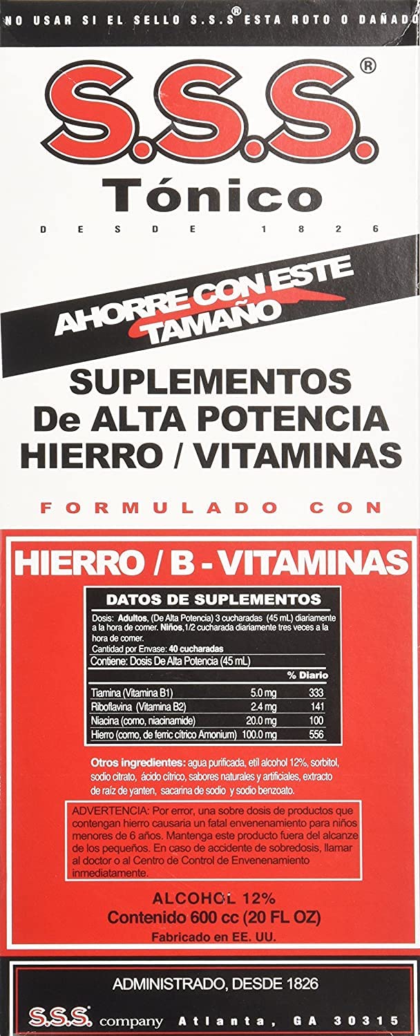 Product image showing S.S.S. Tonic Liquid packaging branding