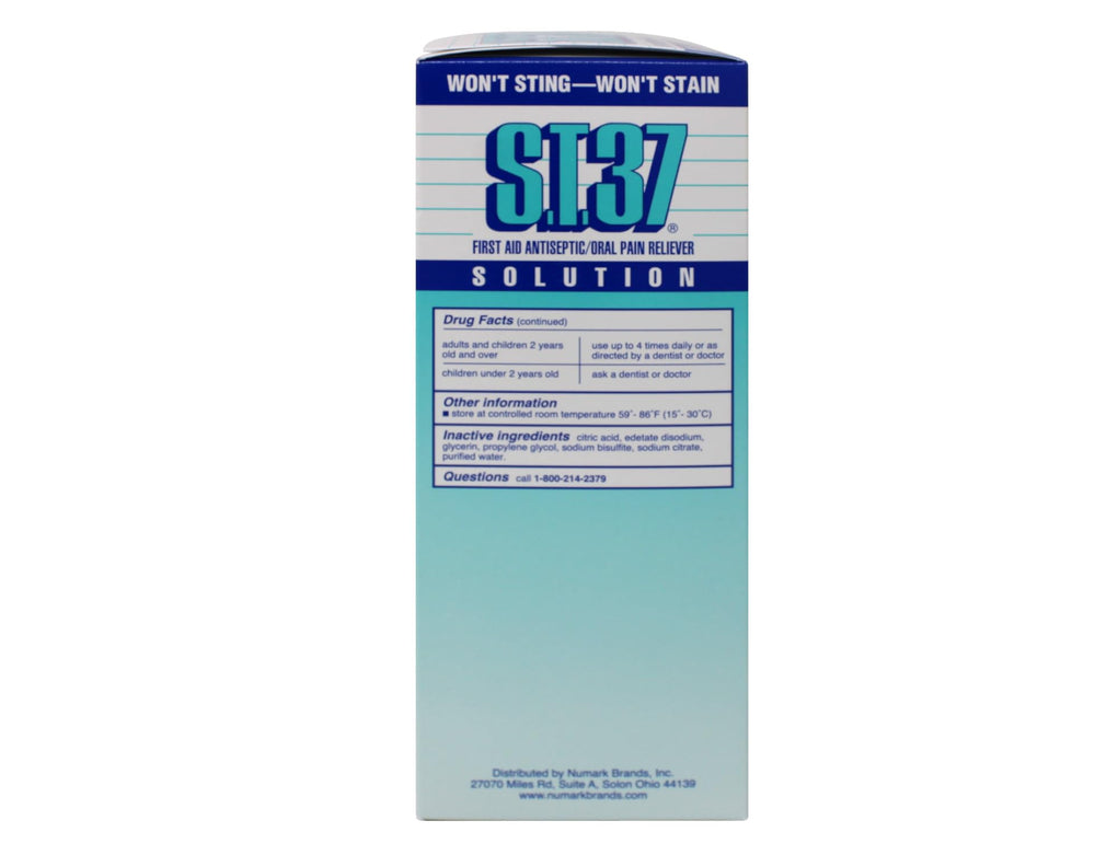 Close-up of ST 37 bottle label and cap