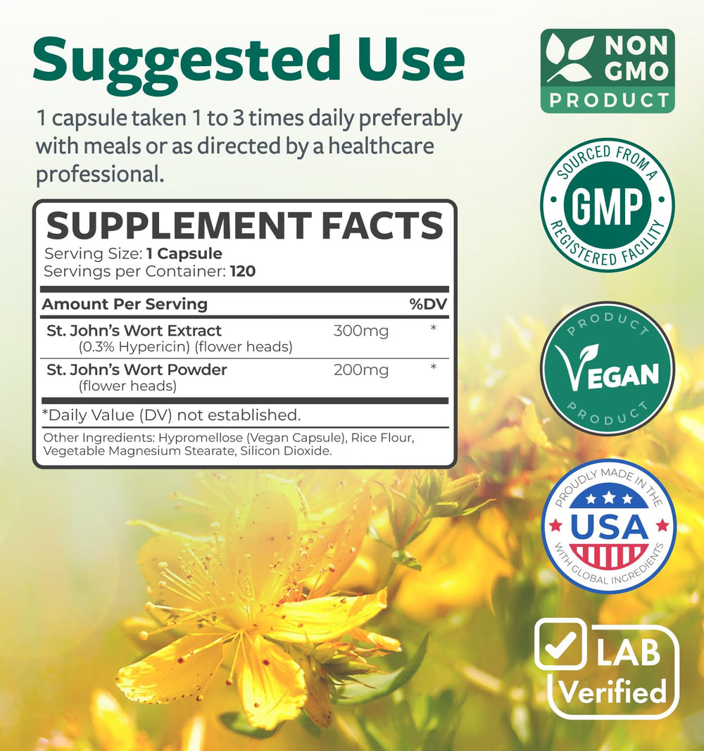 Vegan and Non-GMO St John's Wort capsules
