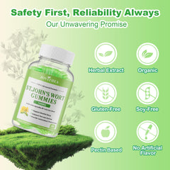 Close-up of apple-flavored St John's Wort Gummies