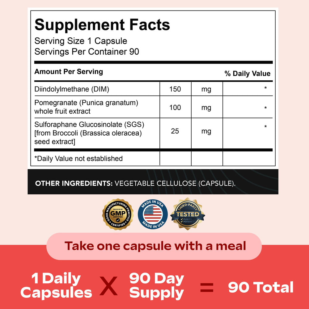 Stacked Science DIM SGS+ capsules close-up highlighting vegan, clean nutrition
