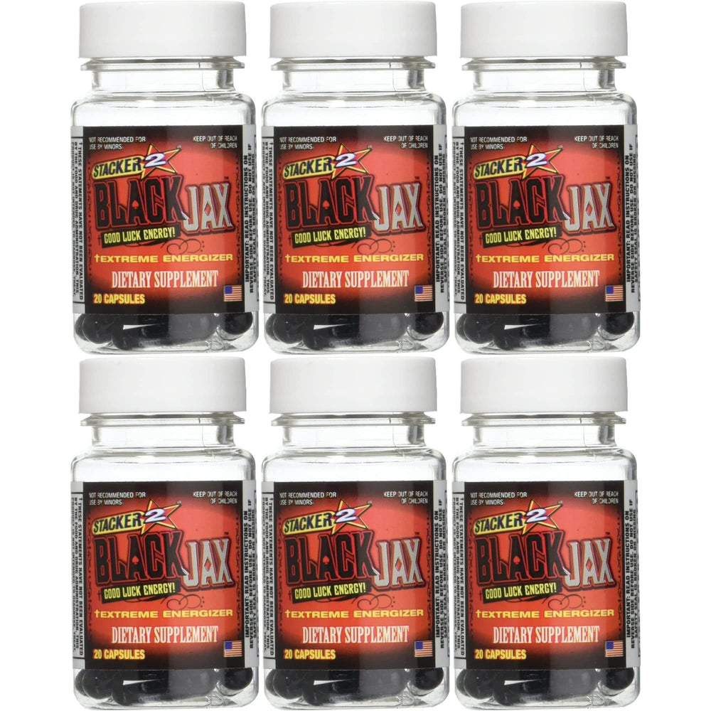 STACKER 2 Black Jax bottle front view for on-the-go energy boost.