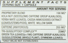 Ingredients and supplement facts for Stacker 2 Fat Burner