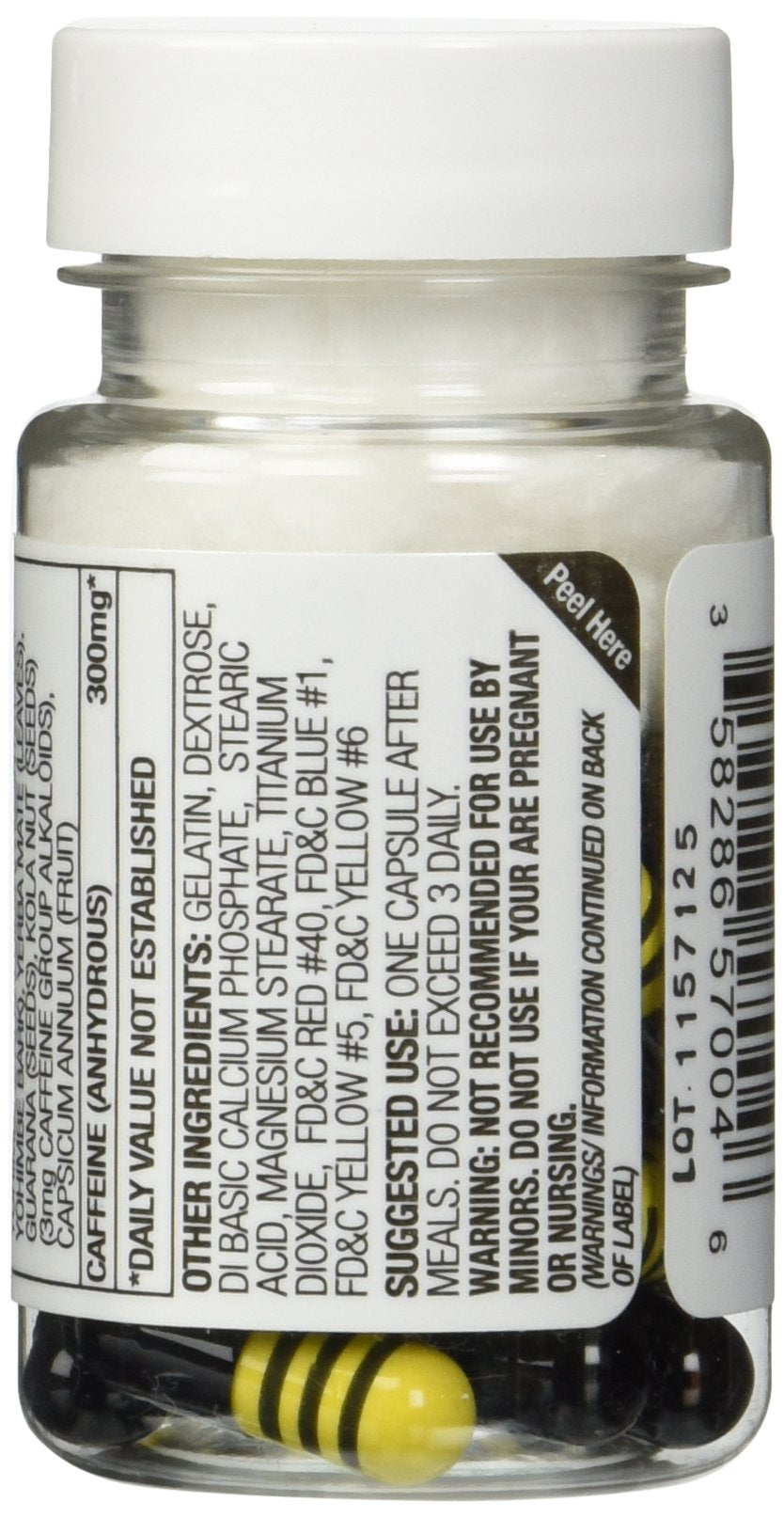 Stacker 2 Yellow Hornet Ephedra Free bottle back label