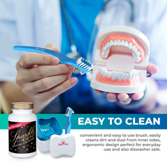 Close-up showing stain removal from dentures
