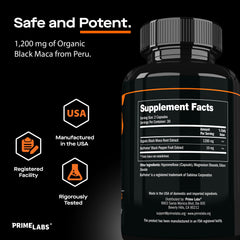 Stamina, drive and energy illustration with maca capsules