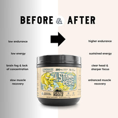 Serving scoop of Stammpede Lemonade pre-workout powder