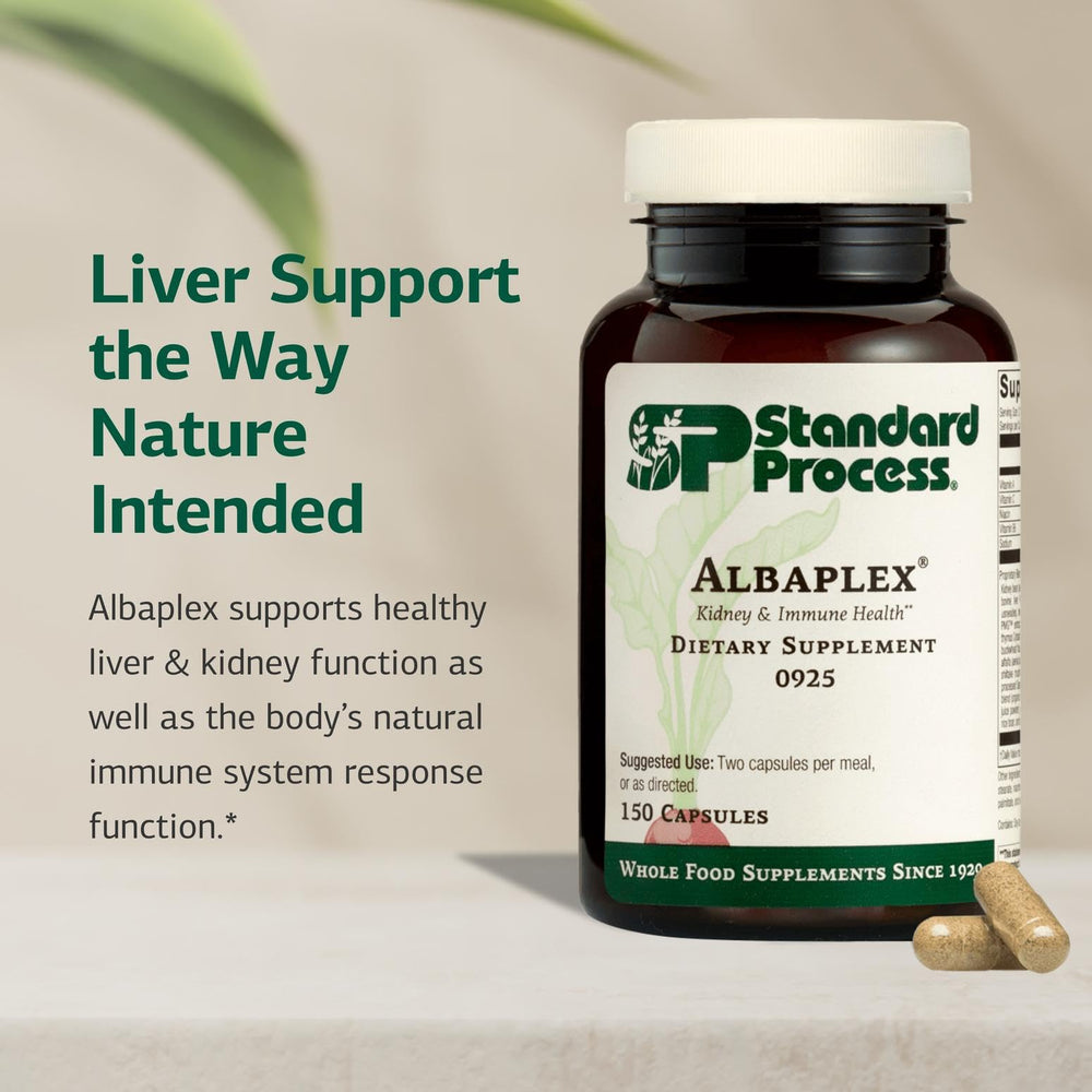 Albaplex label detail featuring vitamins A, B6 and C.