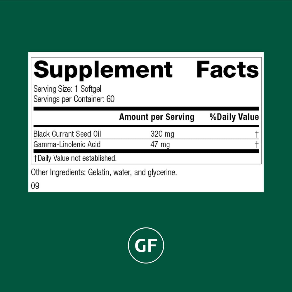 Label of Standard Process Black Currant Seed Oil bottle