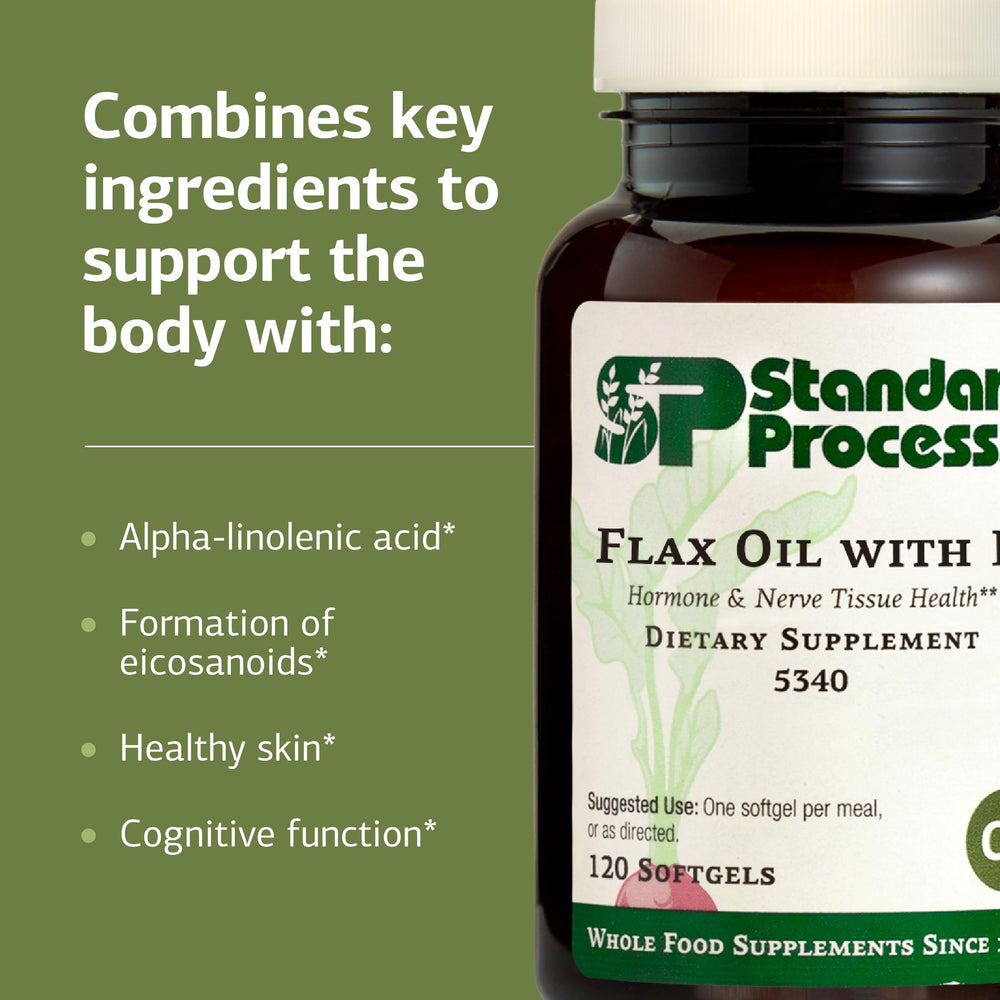 Standard Process flax oil with B6 label on bottle