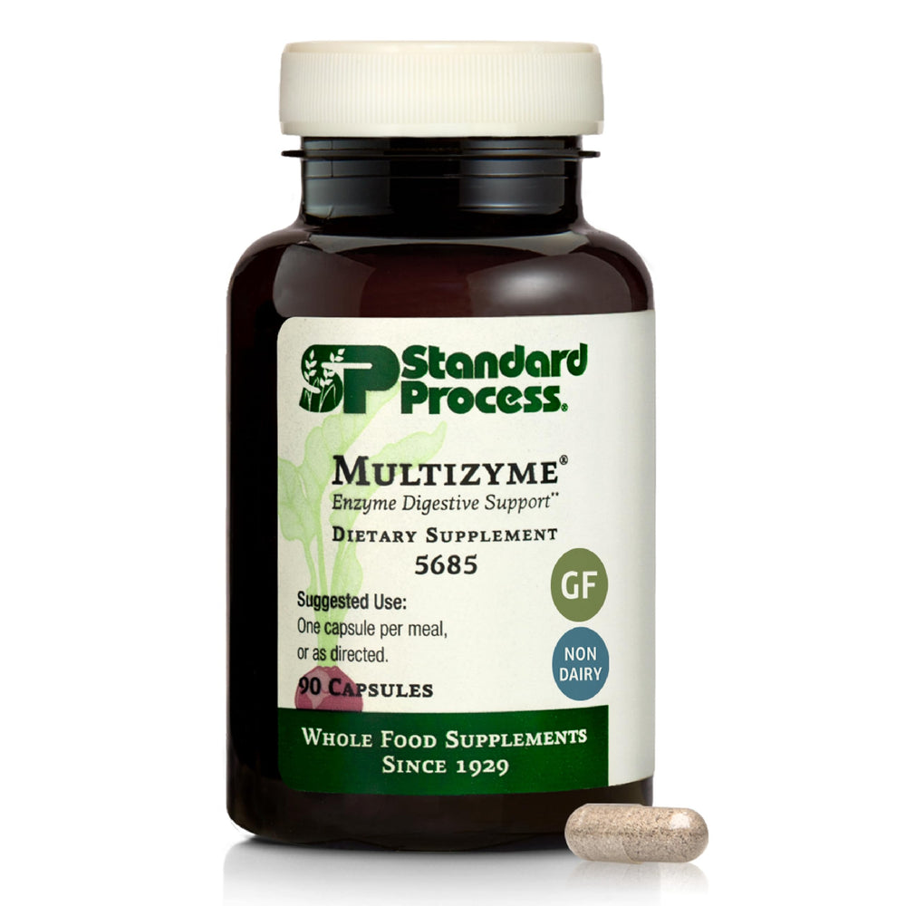 Standard Process Multizyme bottle label – 90 capsules