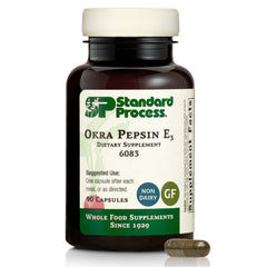Standard Process Okra Pepsin E3 bottle on white background