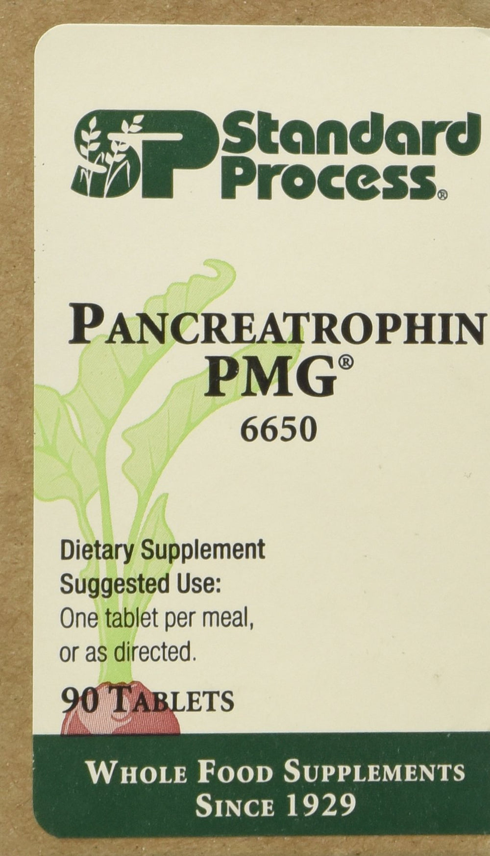 Label of Standard Process Pancreatrophin PMG 90 tabs bottle