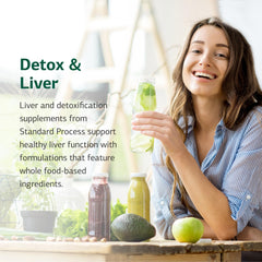 Standard Process SP Detox Balance packaging conveys gluten-free, vegan credentials at a glance.