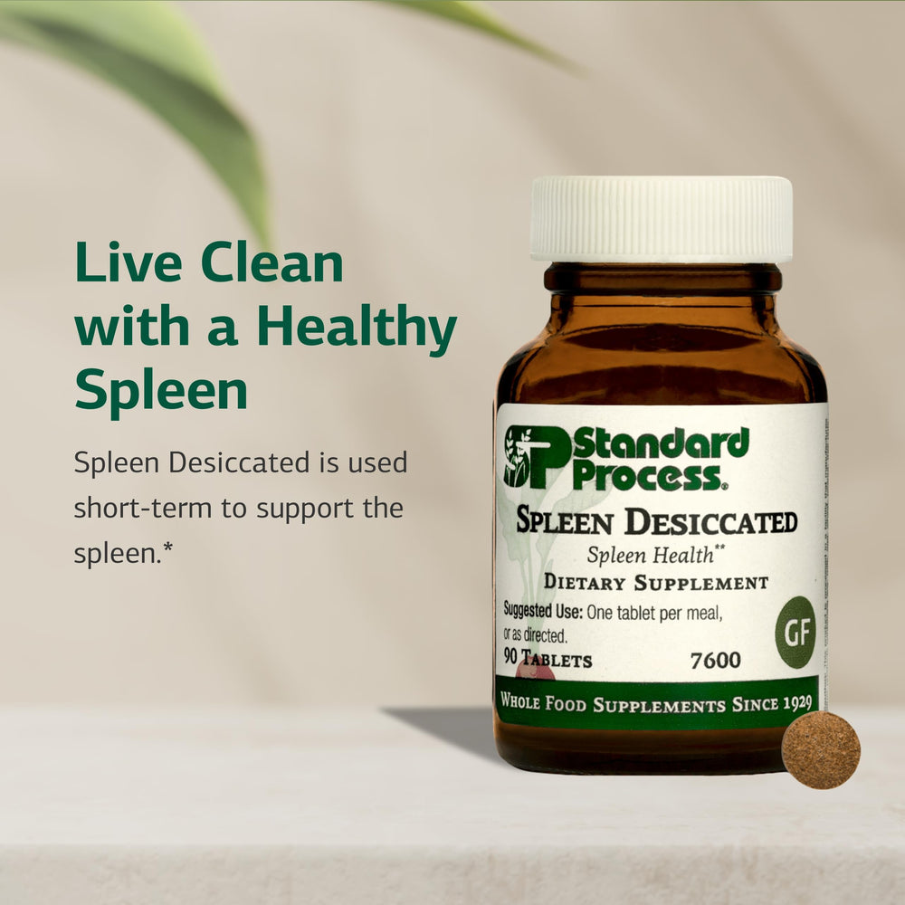 Highlight of ingredients showing the whole-food blend for Spleen Desiccated