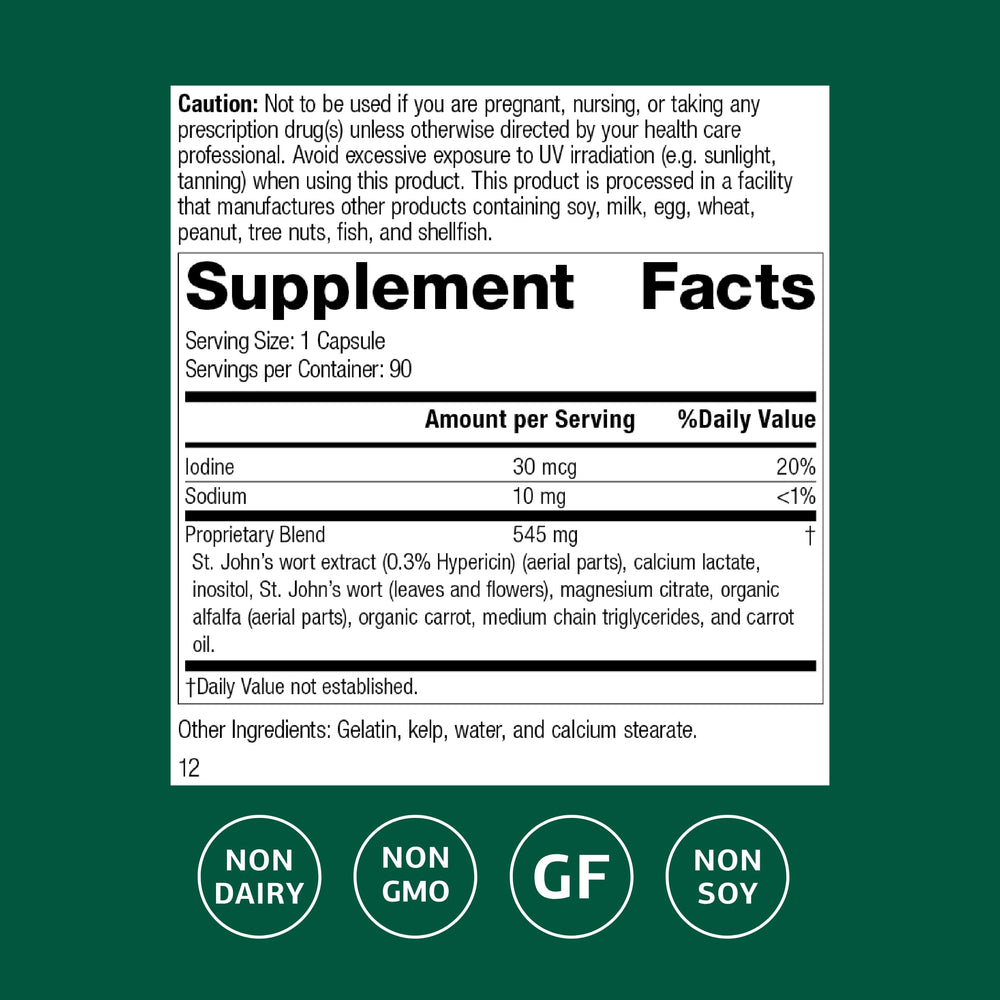 Standard Process St. John's Wort-IMT bottle label closeup highlights traditional sleep and relaxation