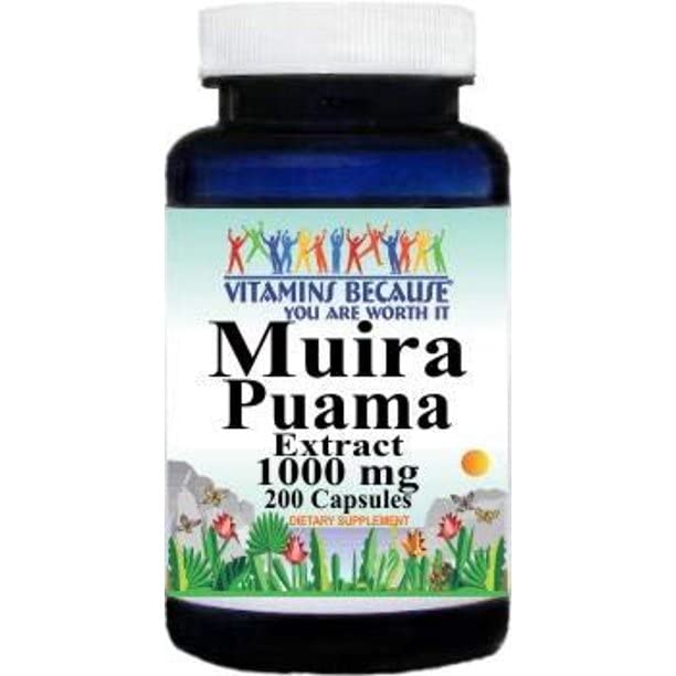 Stapster Vitamins Muira Puama 1000mg supplement bottle with 200 capsules for men and women