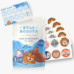 Animal-design Star Scouts sleep patch sticker applied to a child's sleeve