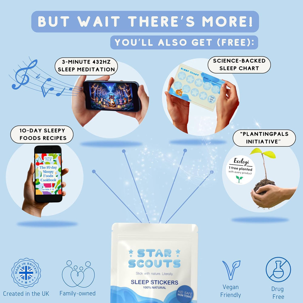 Group of sleep patches ready to use on clothing or bedding