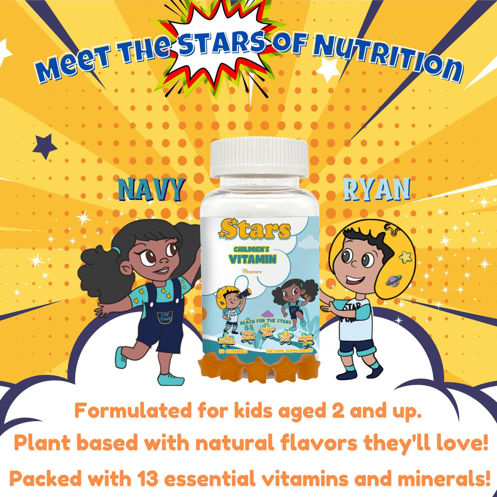 Nutrition facts and ingredients panel for Stars Kids gummies