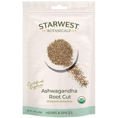 Starwest Botanicals Organic Ashwagandha Root Cut in Eco-Friendly Packaging (1.41 oz)