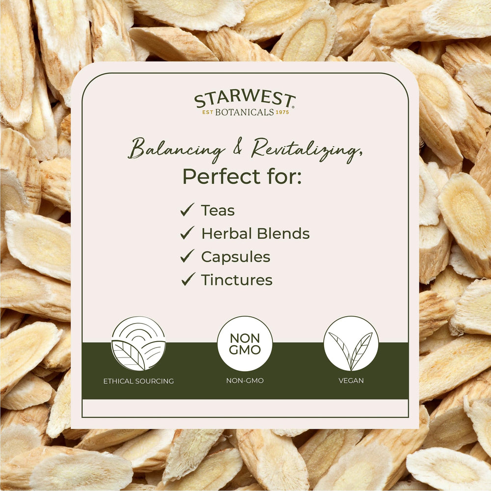 Thin sliced astragalus roots ready for tea