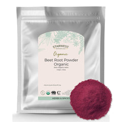 Front view of Starwest Beet Root Powder Organic 2 lb bulk bag