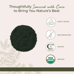 Spirulina powder label showing ingredients