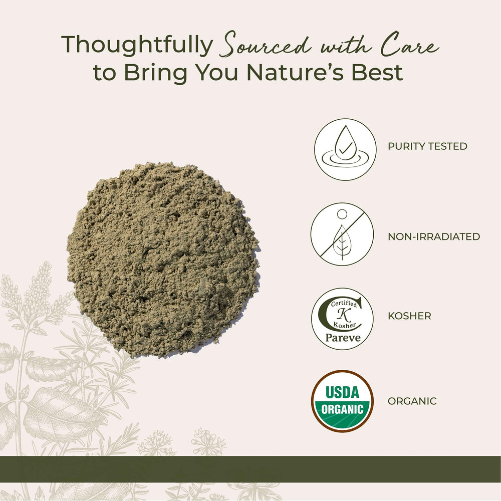 Kosher and Organic certification labels on Chamomile Powder packaging