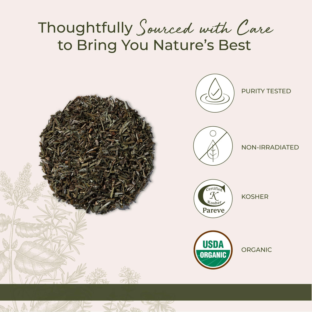 Close-up of dried cleavers herb loose leaf in pouch