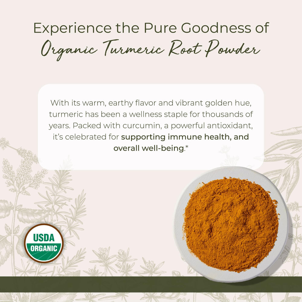 Close-up of bright orange turmeric powder in a measuring scoop