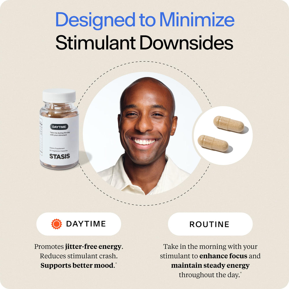 Smiling person with steady daytime energy