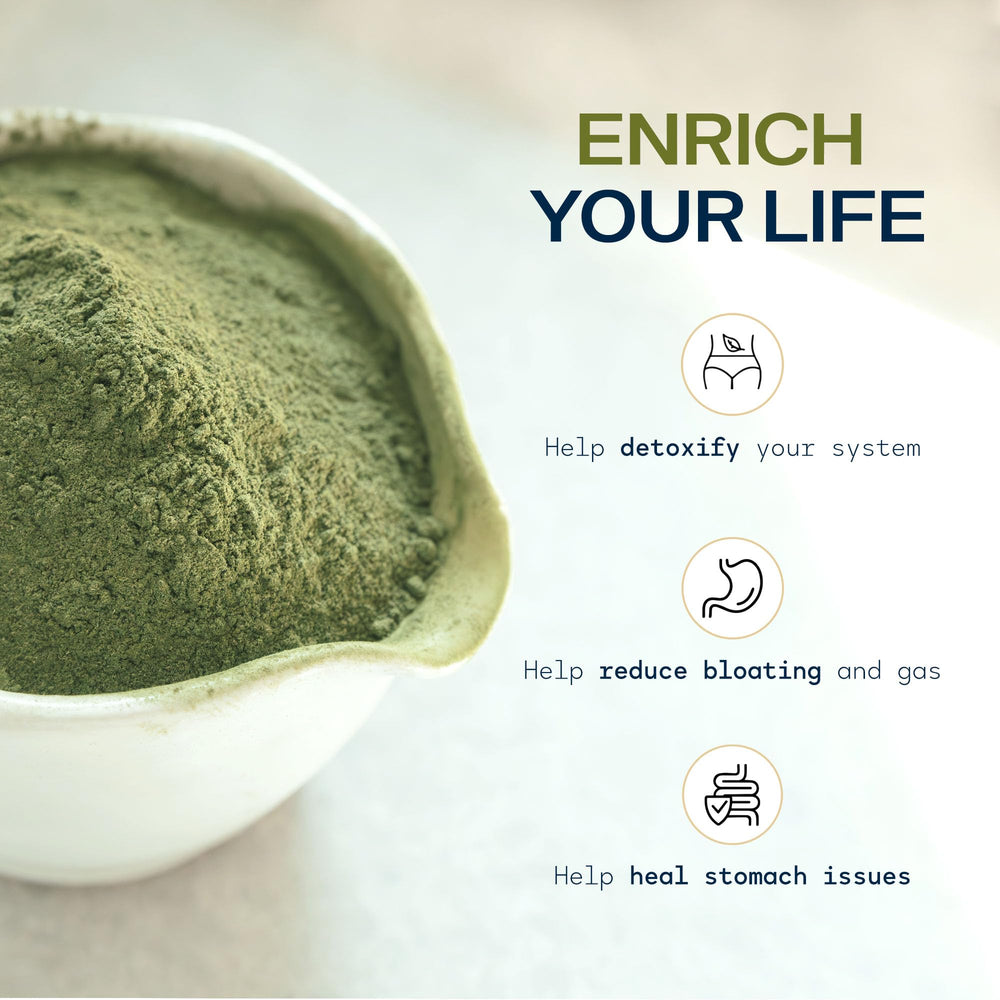 Stateside Growers wheatgrass powder label highlights raw, gluten-free, and vegan attributes.