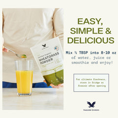 Stateside Growers wheatgrass smoothie mix demonstrates versatile daily use and refreshing greens.