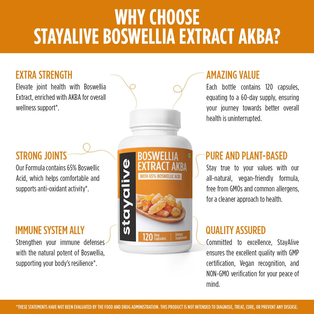 120 vegan capsules per StayAlive Boswellia bottle