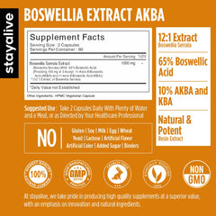 Close-up of StayAlive Boswellia Serrata 1000mg capsules