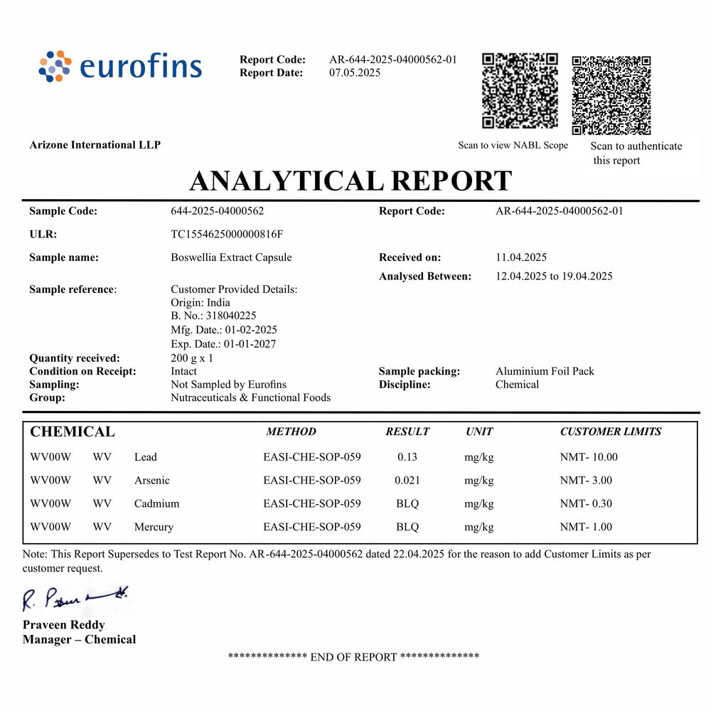 StayAlive Boswellia Serrata label detail on bottle