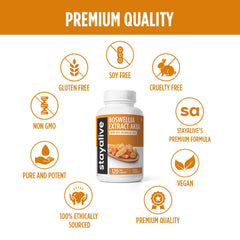 Vegan-friendly symbol on StayAlive Boswellia label