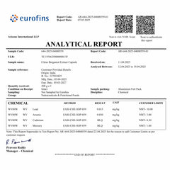 Label highlighting 50% polyphenolic flavanones and citrus bioflavonoids